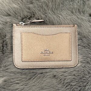 Coach Metallic Rose Gold Zip Card Case